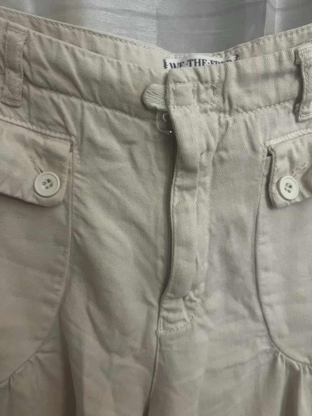 Free People Lotus Parachute Pants Almond Milk Boho Denim Pants Size 30.    H